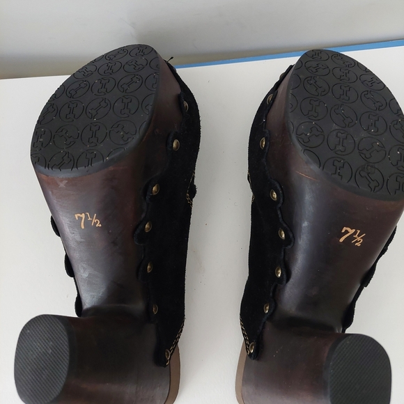 Flogg Black Suede Platform Clogs with Contrast Stitching Size 7.5 - Picture 6 of 8